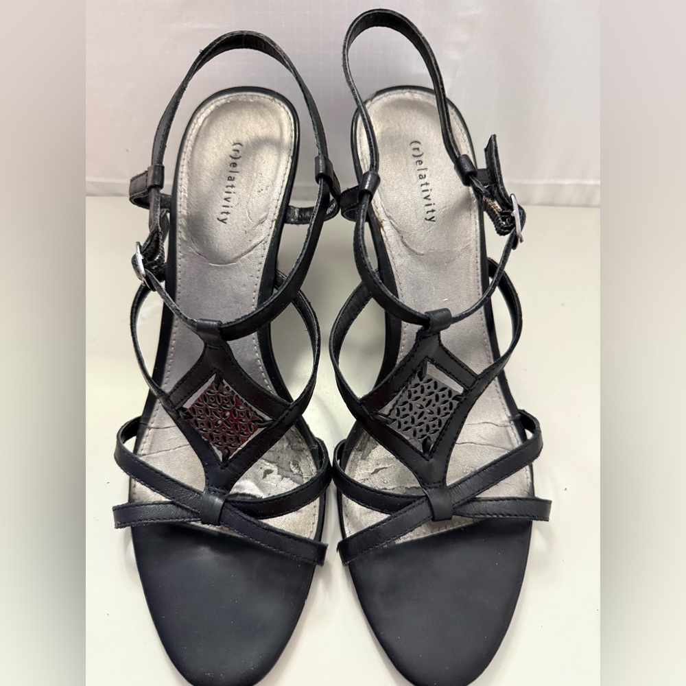 ✨ Black Strap Sandals with Metal Embellishment
